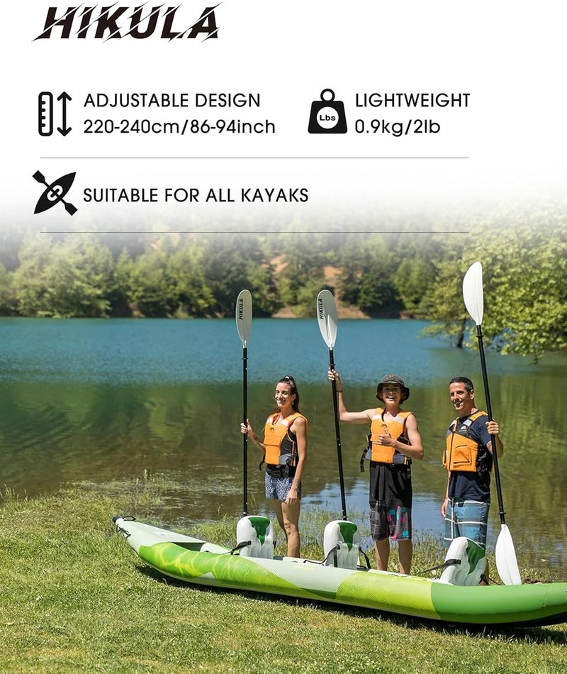 HIKULA Kayak Paddles Aluminum Shaft Paddle with Nylon Blades, Floating Adjustable Kayaking Oars, 3 Piece, 220-240cm/86-94 Inches,Black/Rose/Teal - Image 4
